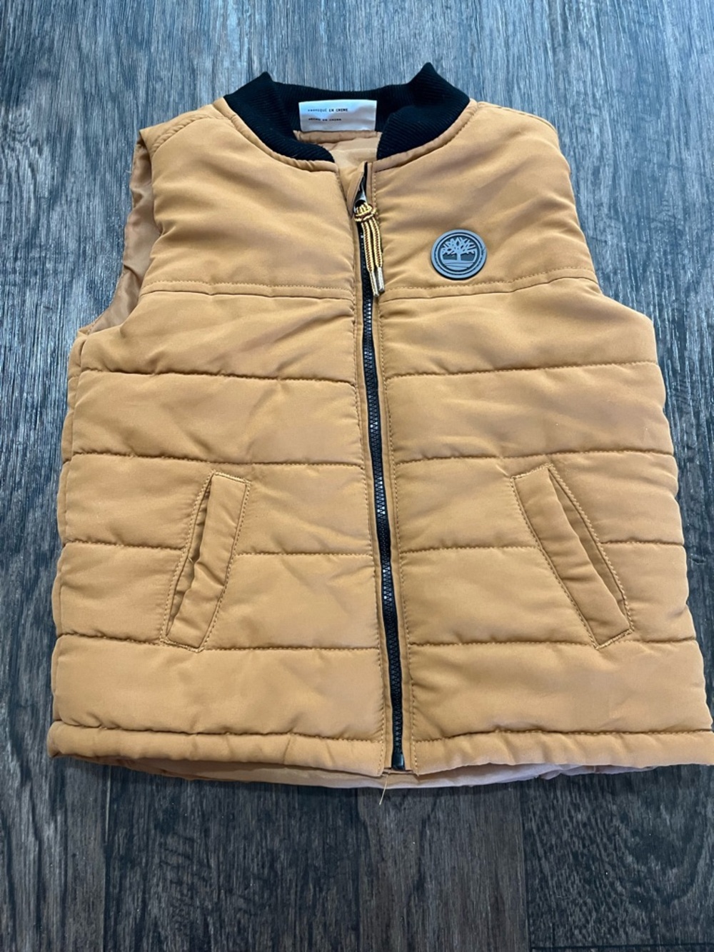 Timberland Kids Mustard Puffer Vest with Logo Patch